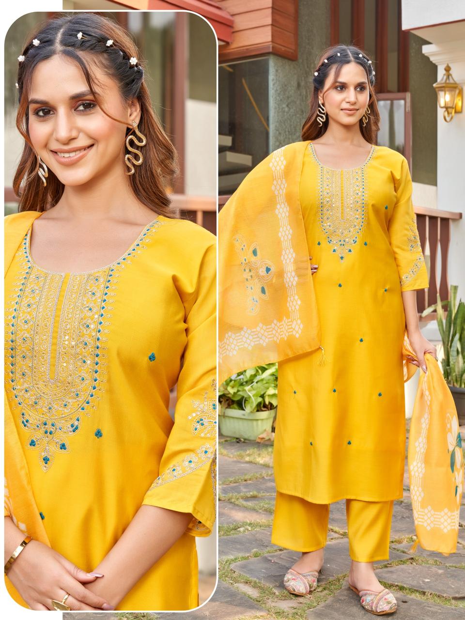 Naisha K 519 Roman Silk With Work Kurti With Bottom and Dupatta Collections