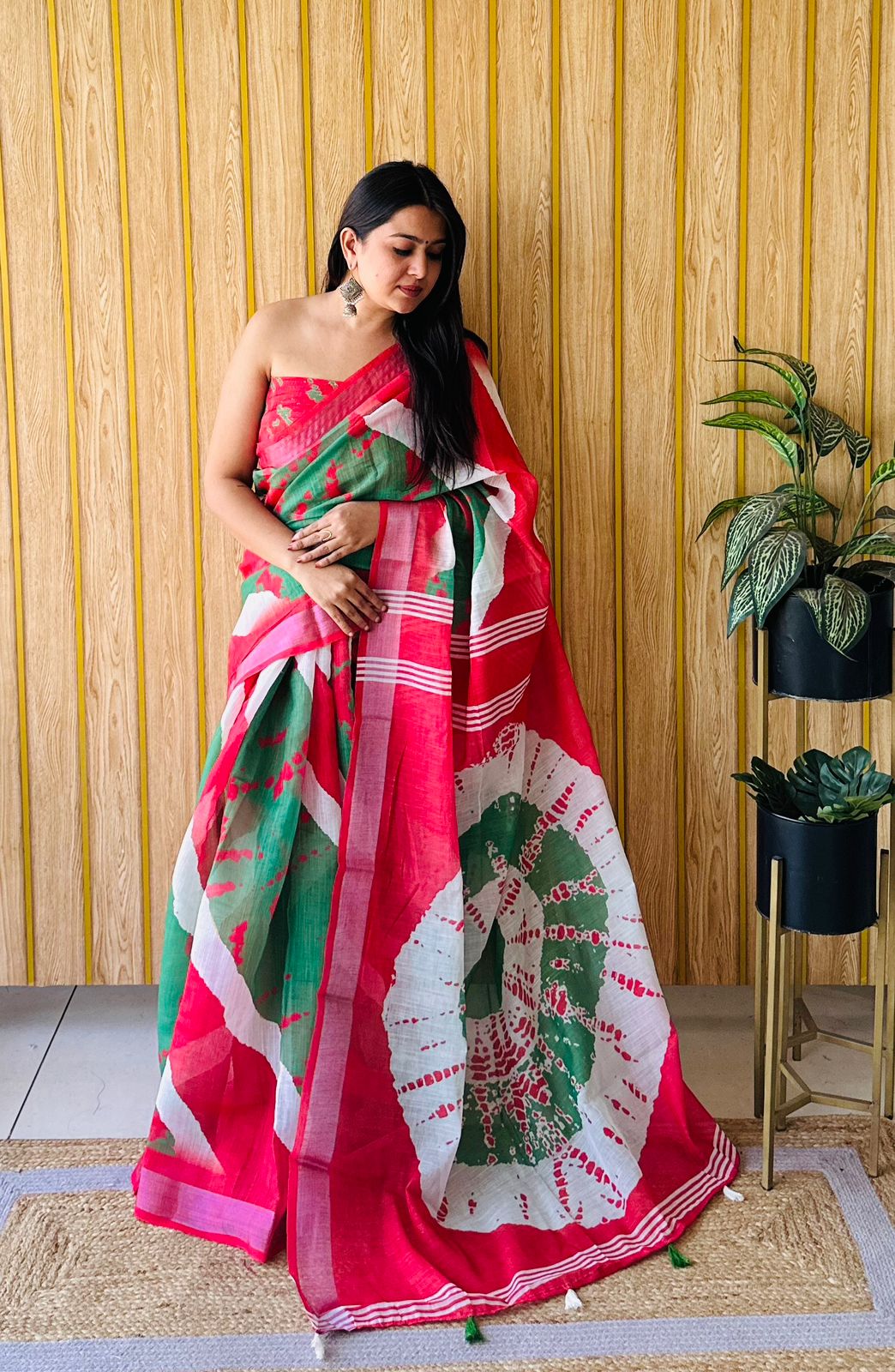 Lekha VC Linen Silver Linen Cotton Digital Printed Saree