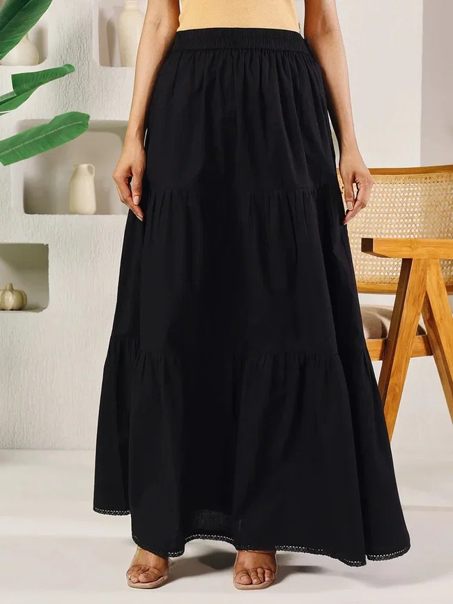 FIO BTM026 Black Cotton Skirt