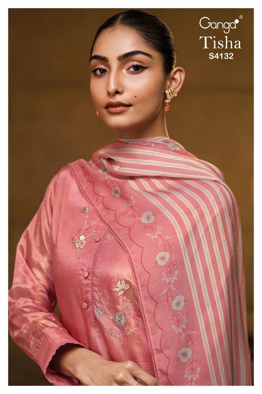 Ganga Tisha 4132 Bemberg Silk With Embroidery Work Salwar Kameez