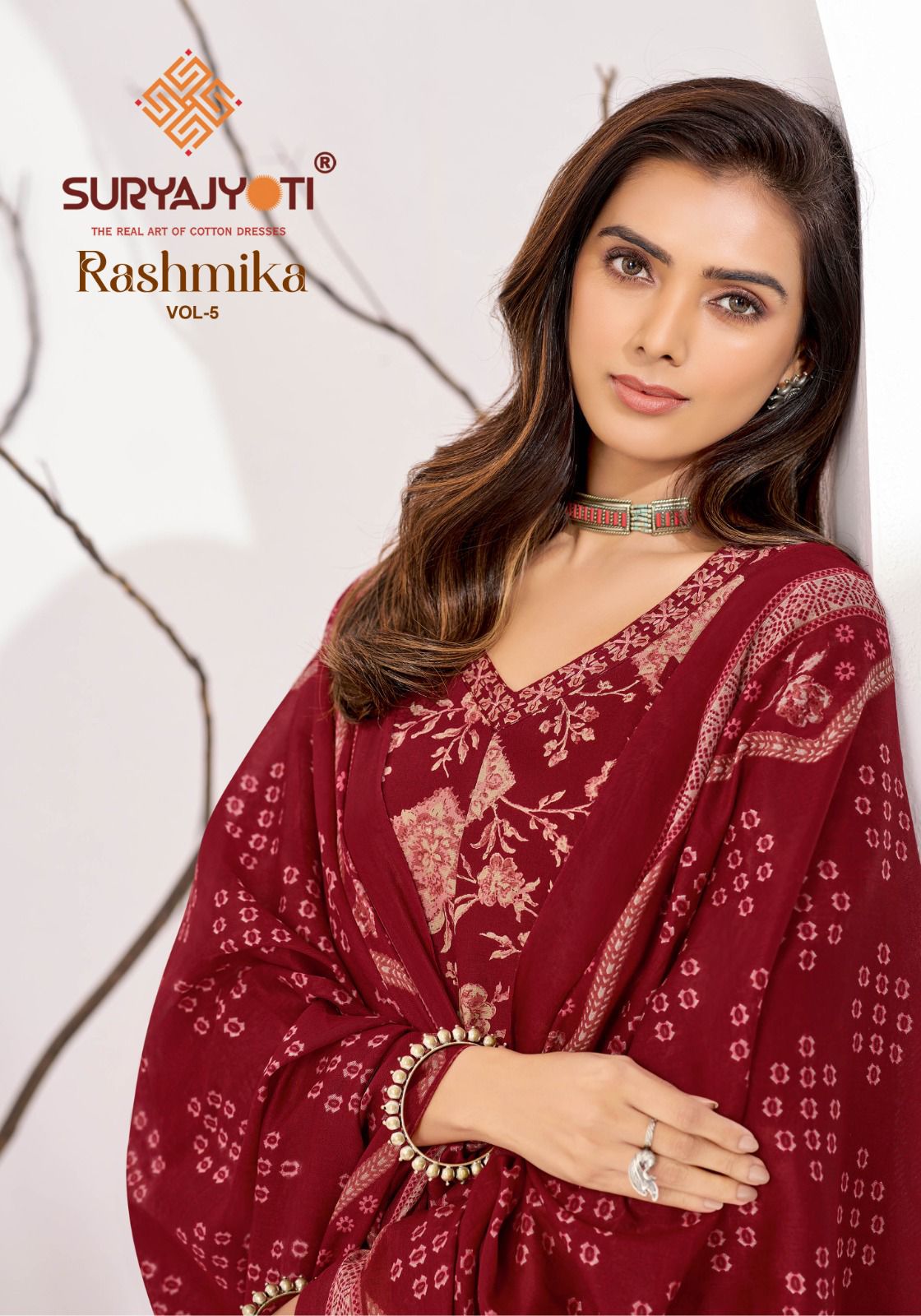 Suryajyoti Rashmika Vol 5 Pure Cotton Printed Anarkali Style Kurti Bottom With Dupatta