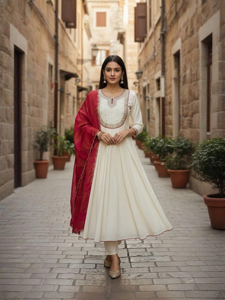 Navya Kurti 187 Party Wear Embroidery Worked Cotton Silk Kurti with Pant and Dupatta Set