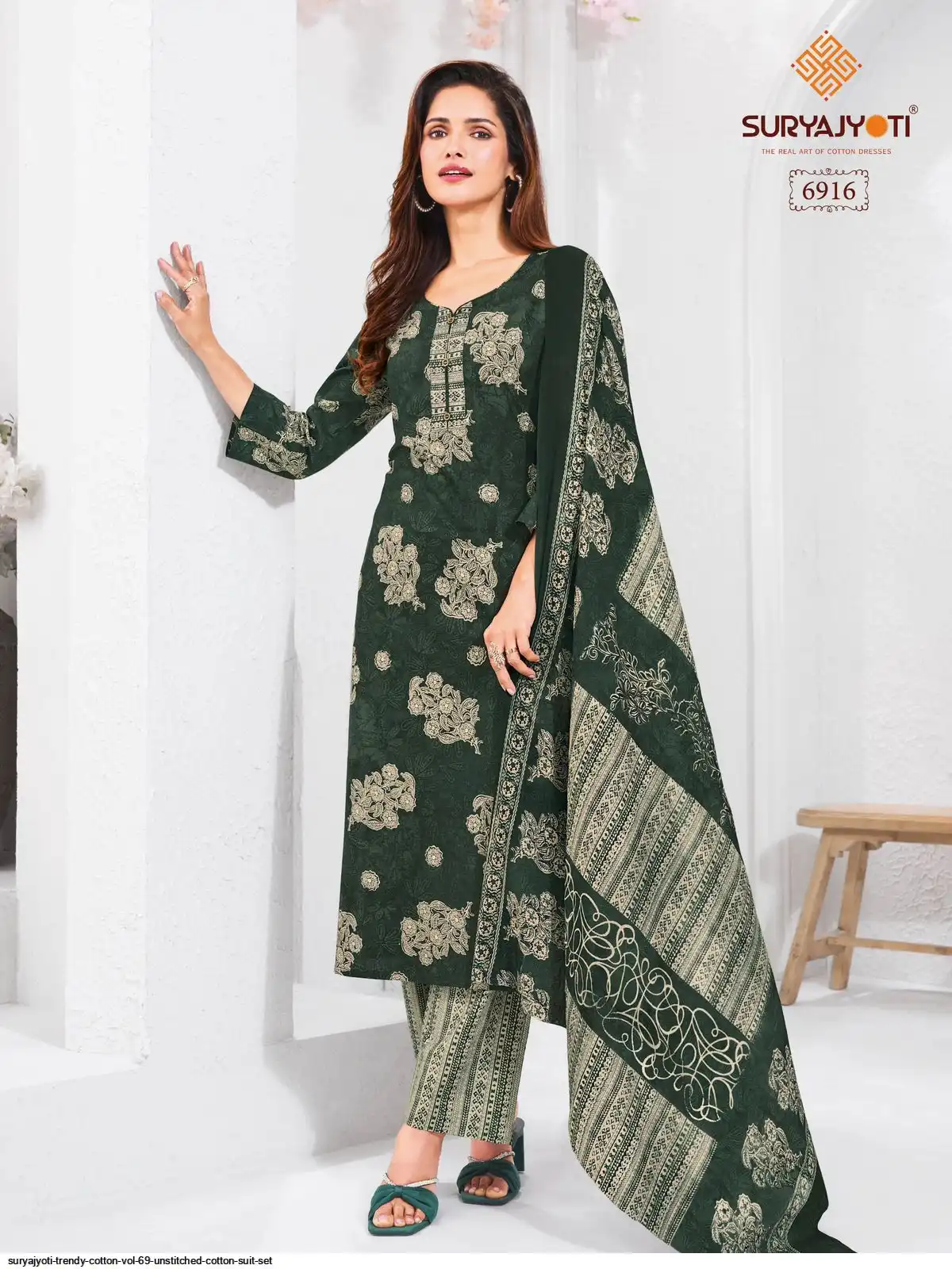 Suryajyoti Trendy Cotton Vol 69 Cotton Printed Kurti Bottom With Dupatta