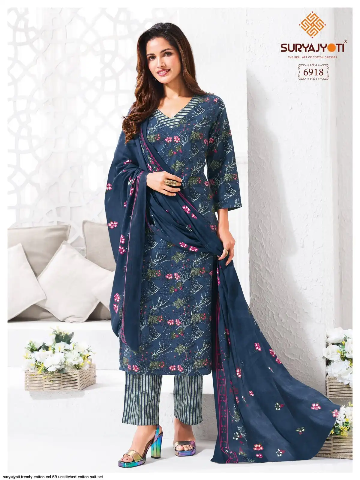 Suryajyoti Trendy Cotton Vol 69 Cotton Printed Kurti Bottom With Dupatta