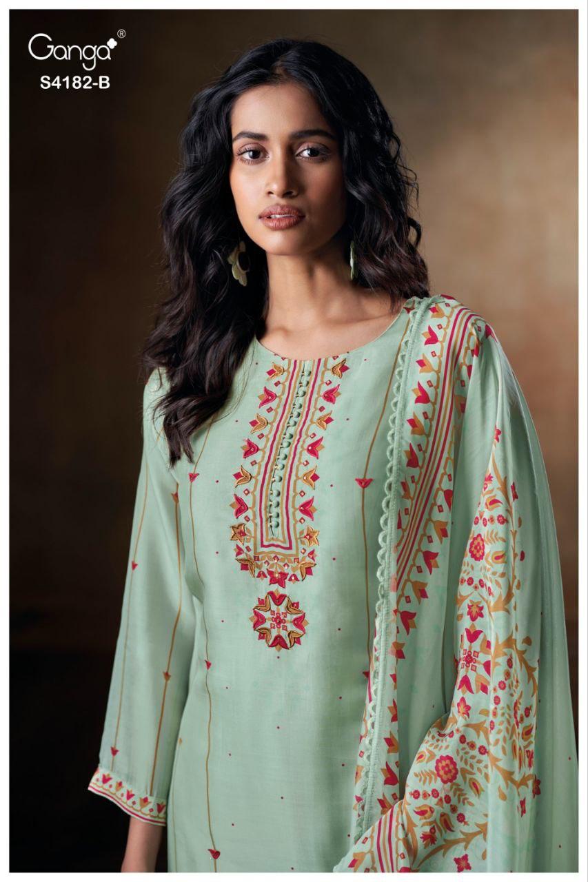 Ganga Hesya 4182 Bemberg Silk Printed Salwar Kameez