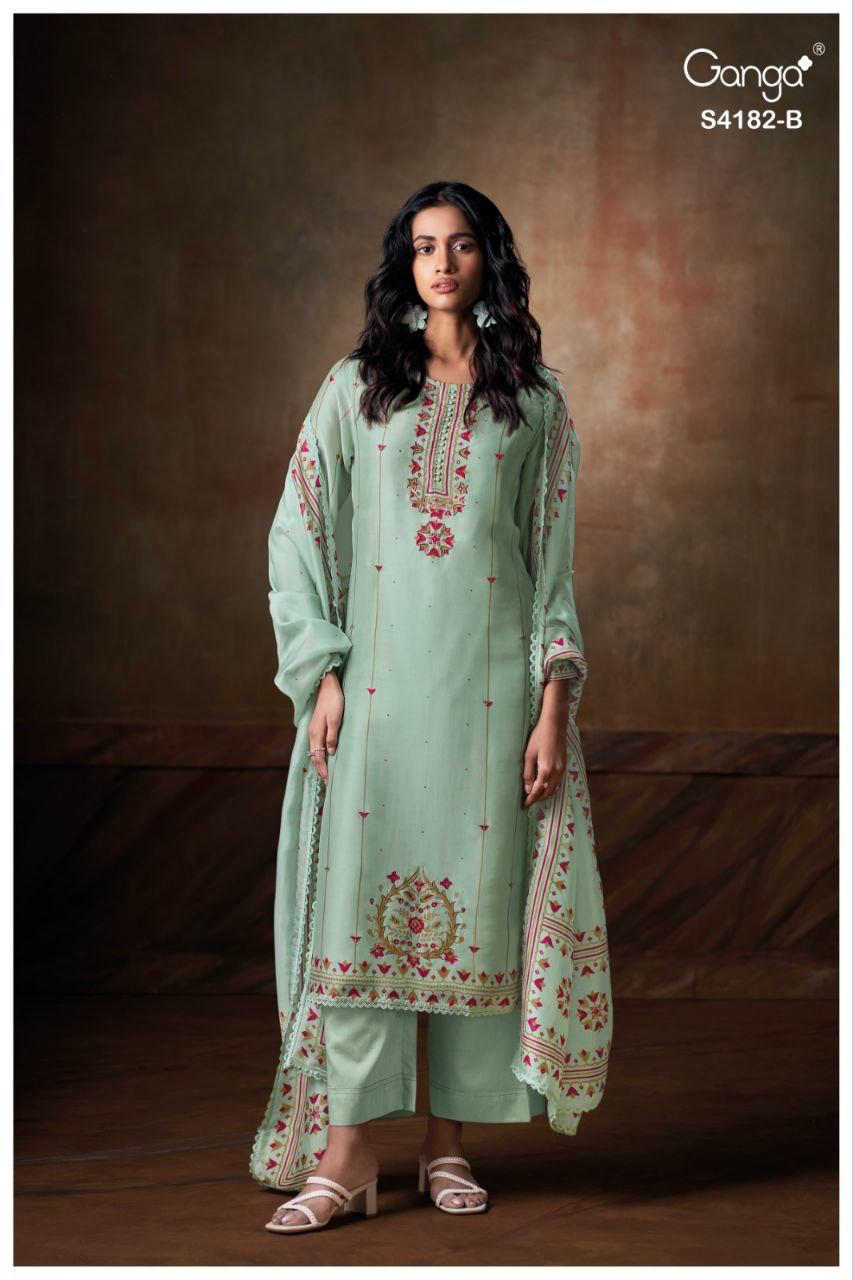 Ganga Hesya 4182 Bemberg Silk Printed Salwar Kameez