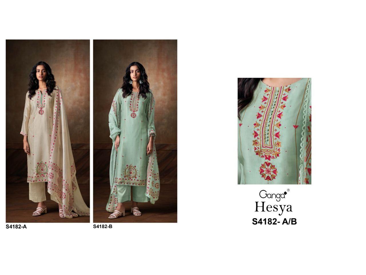 Ganga Hesya 4182 Bemberg Silk Printed Salwar Kameez
