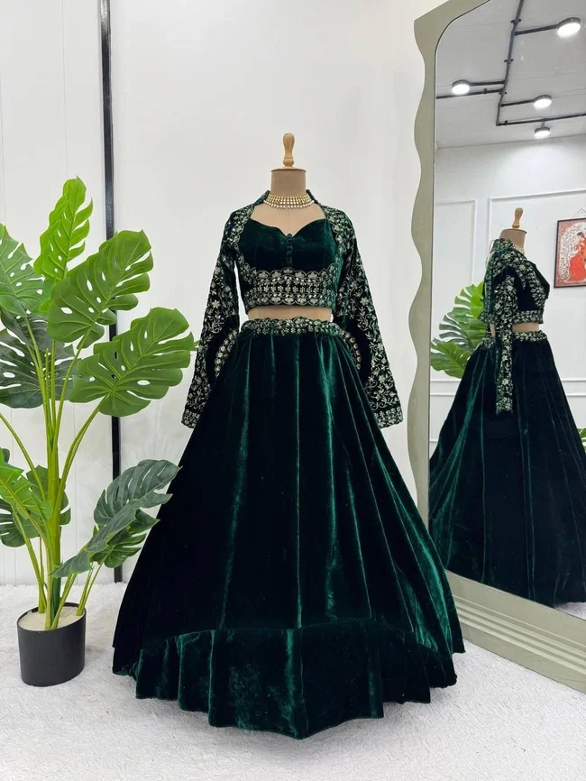 Glory QRC 302 Viscos Velvet Lehengha Choli