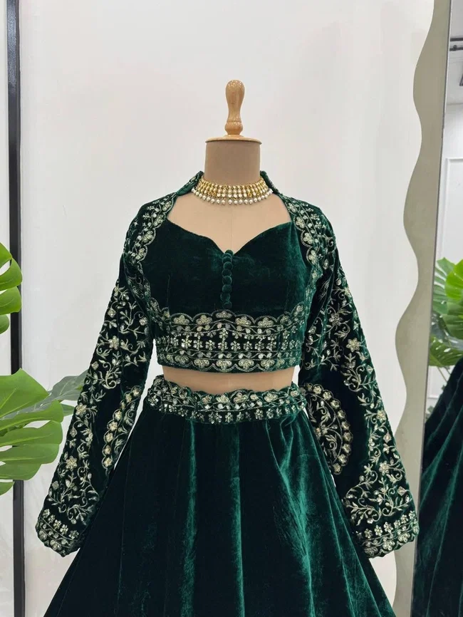 Glory QRC 302 Viscos Velvet Lehengha Choli