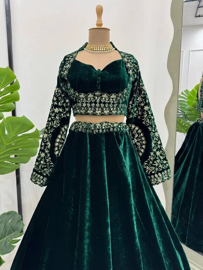 Glory QRC 302 Viscos Velvet Lehengha Choli
