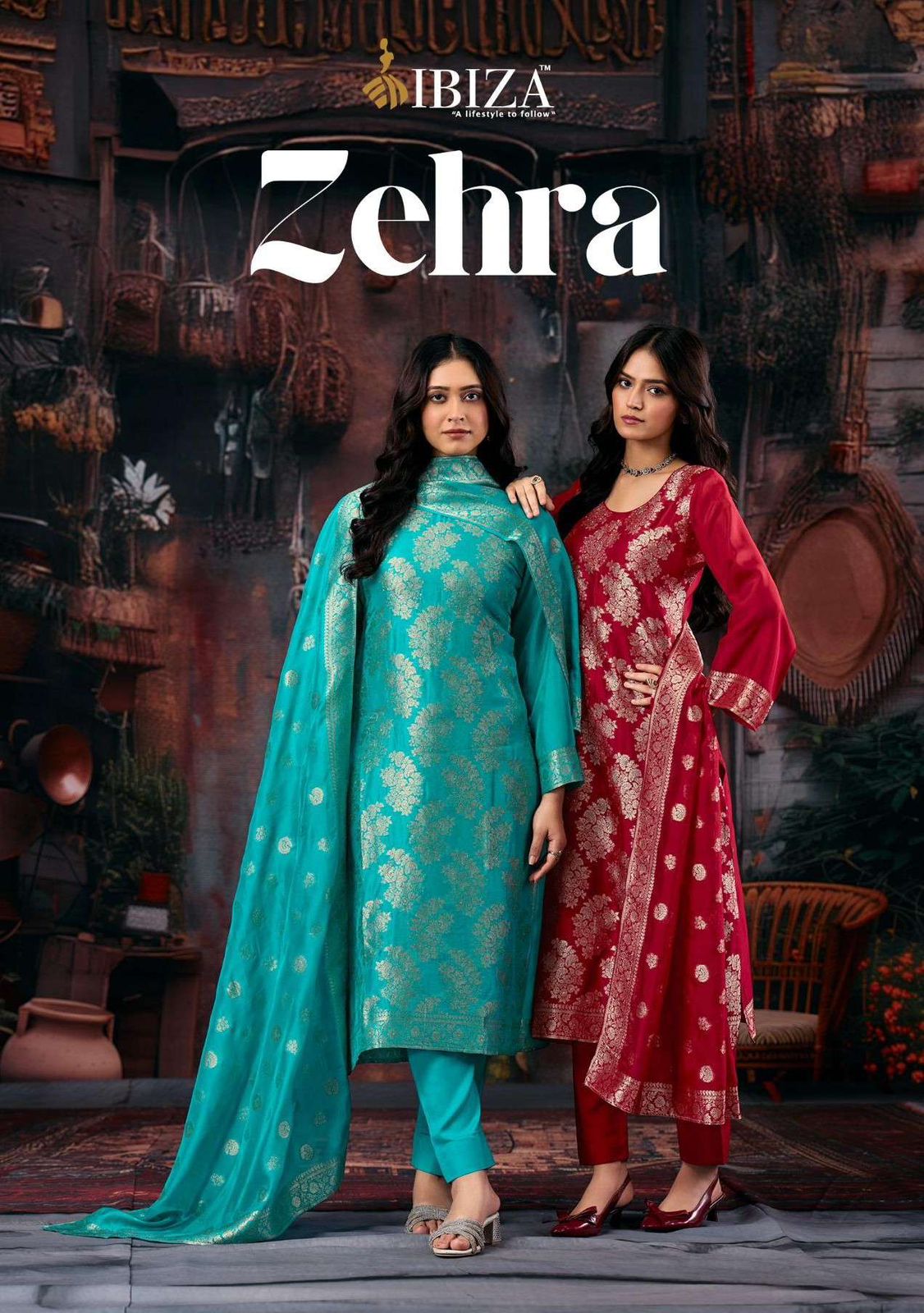 Ibiza Zehra Banglory Silk Jacquard Handwork Salwar Kameez