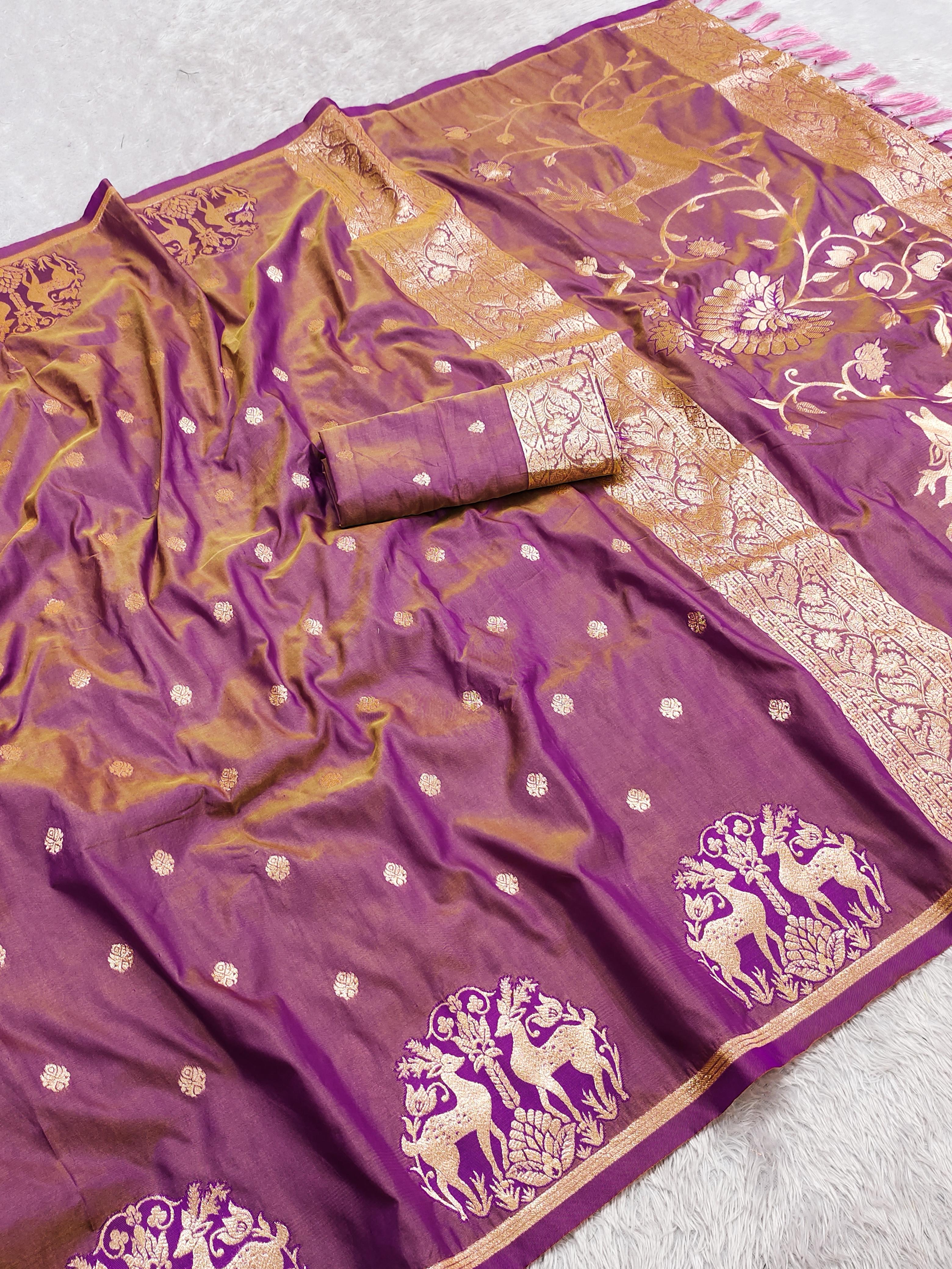 lekha MN Hiran Soft Banarasi Silk Zari Weaving Saree