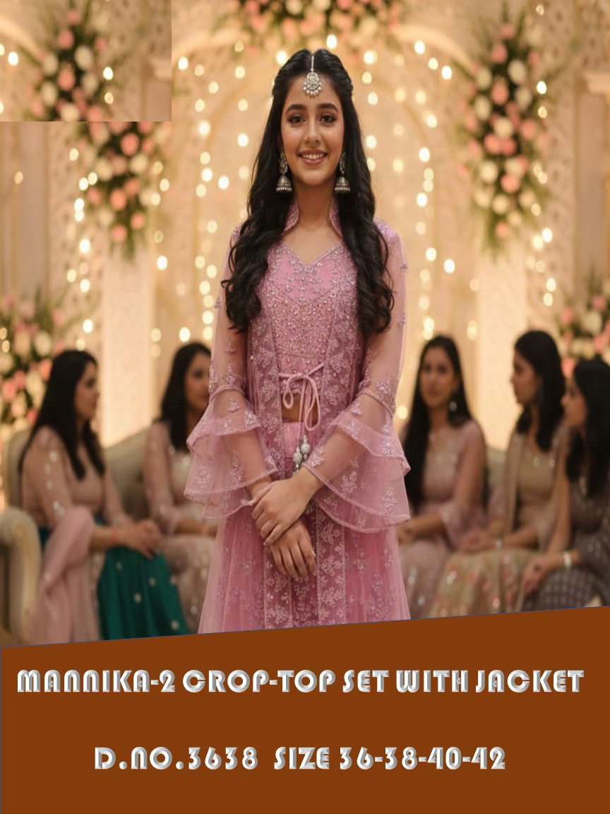Mannika Vol 2 Crop Top Set With Jacket Indo Western Collection