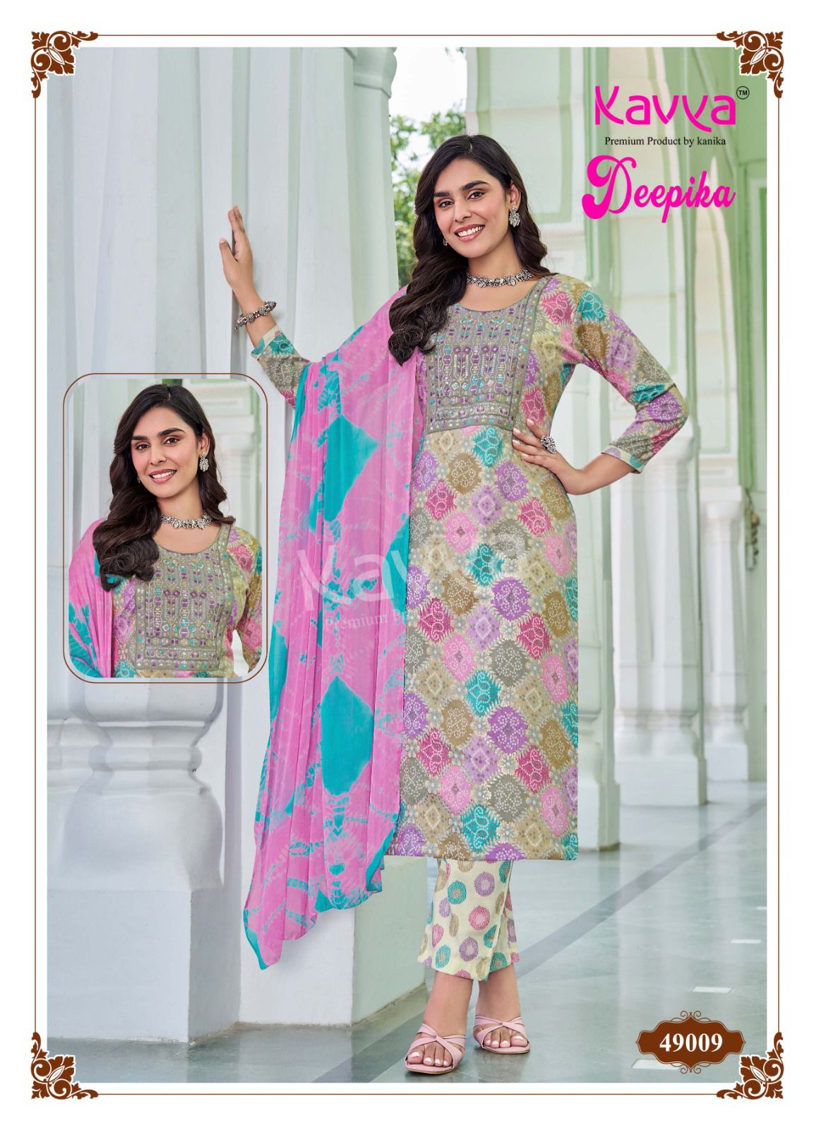 Kavya Deepika Vol 49 featuring Top, Bottom and Nazleen Dupatta Collection 