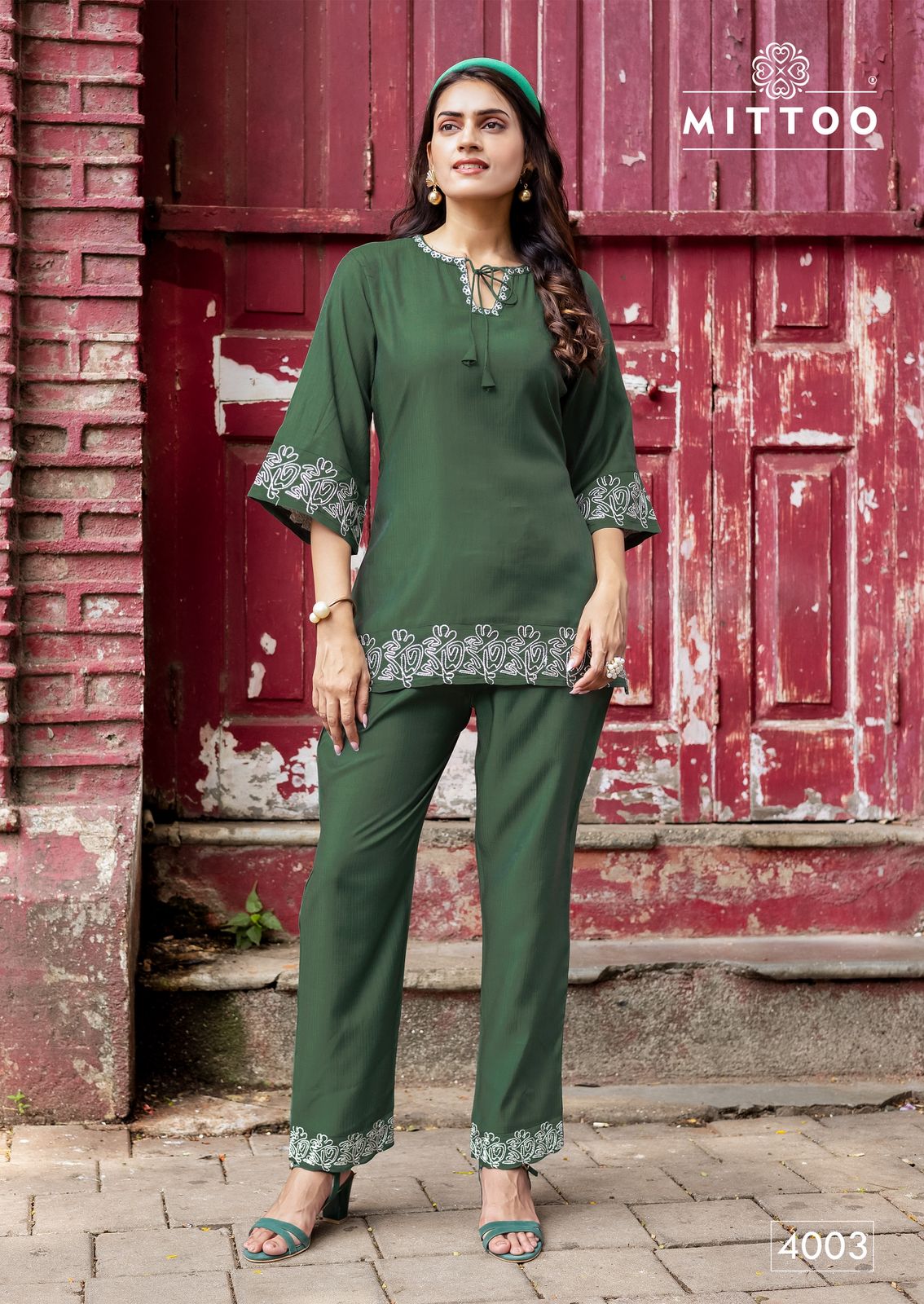 Mittoo Classic Viscose Weaving Hand Work Co Ord Set
