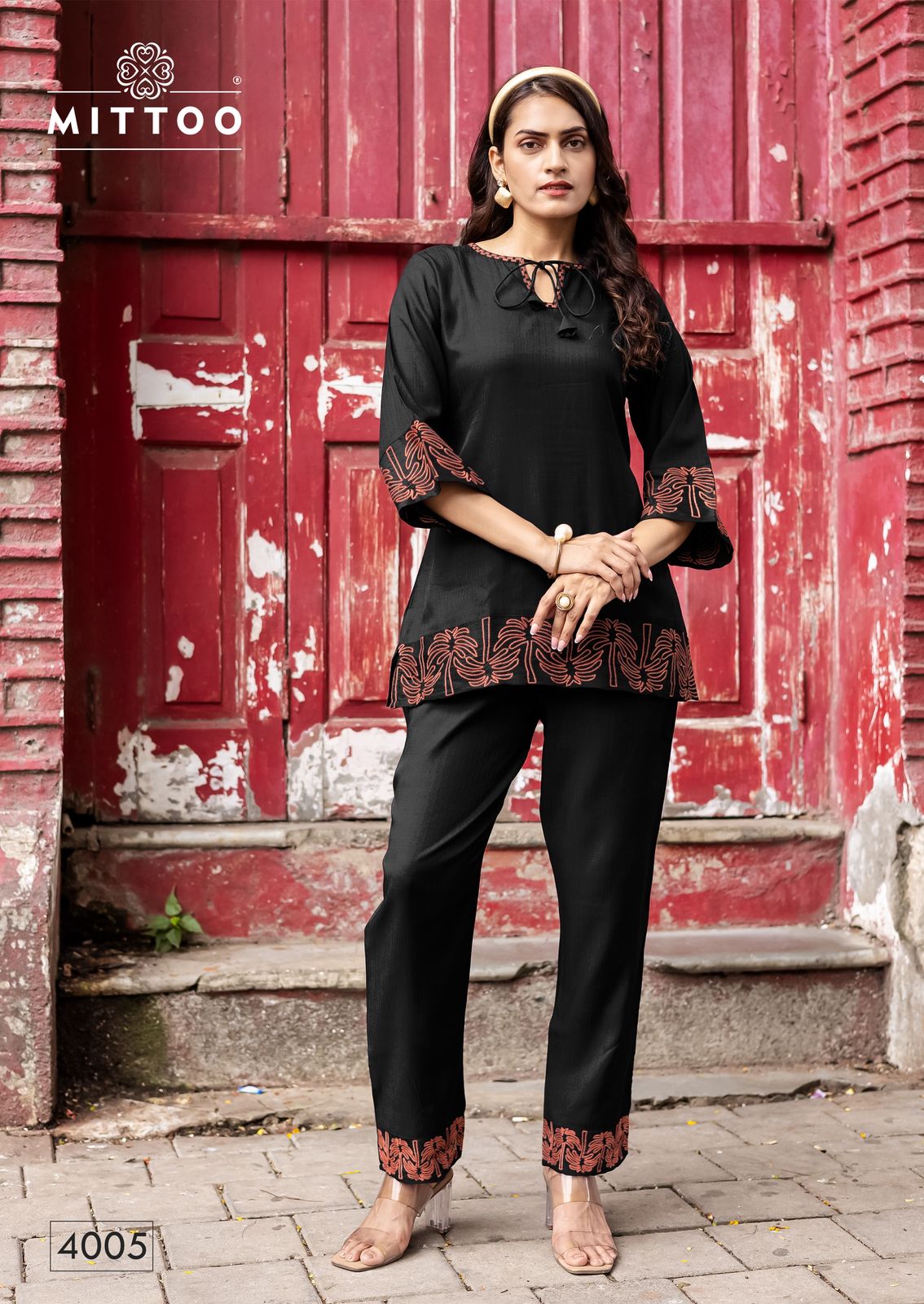 Mittoo Classic Viscose Weaving Hand Work Co Ord Set