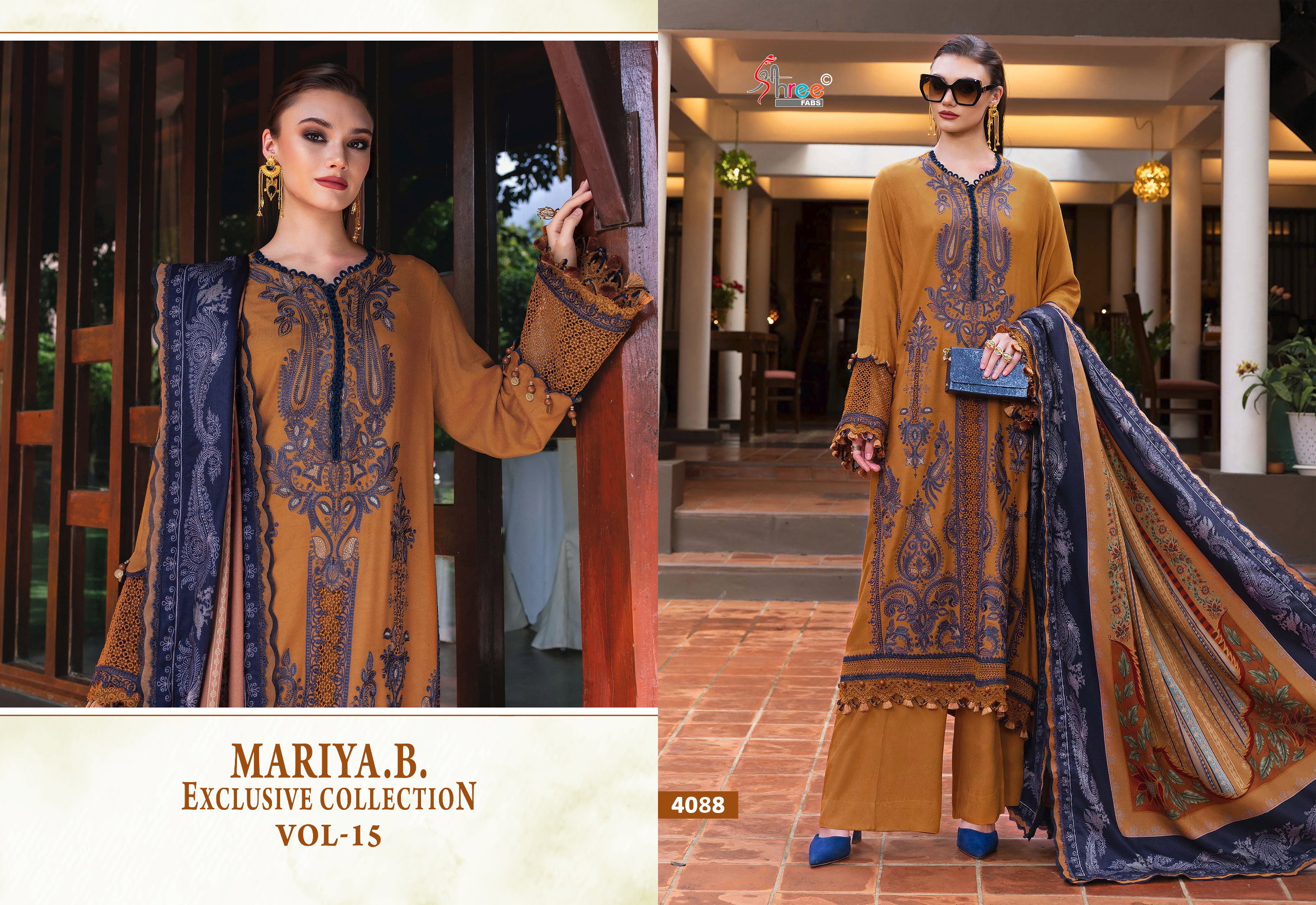 Shree Maria B Exclusive Collection Vol 15 Cotton Dupatta Pakistani Salwar Kameez