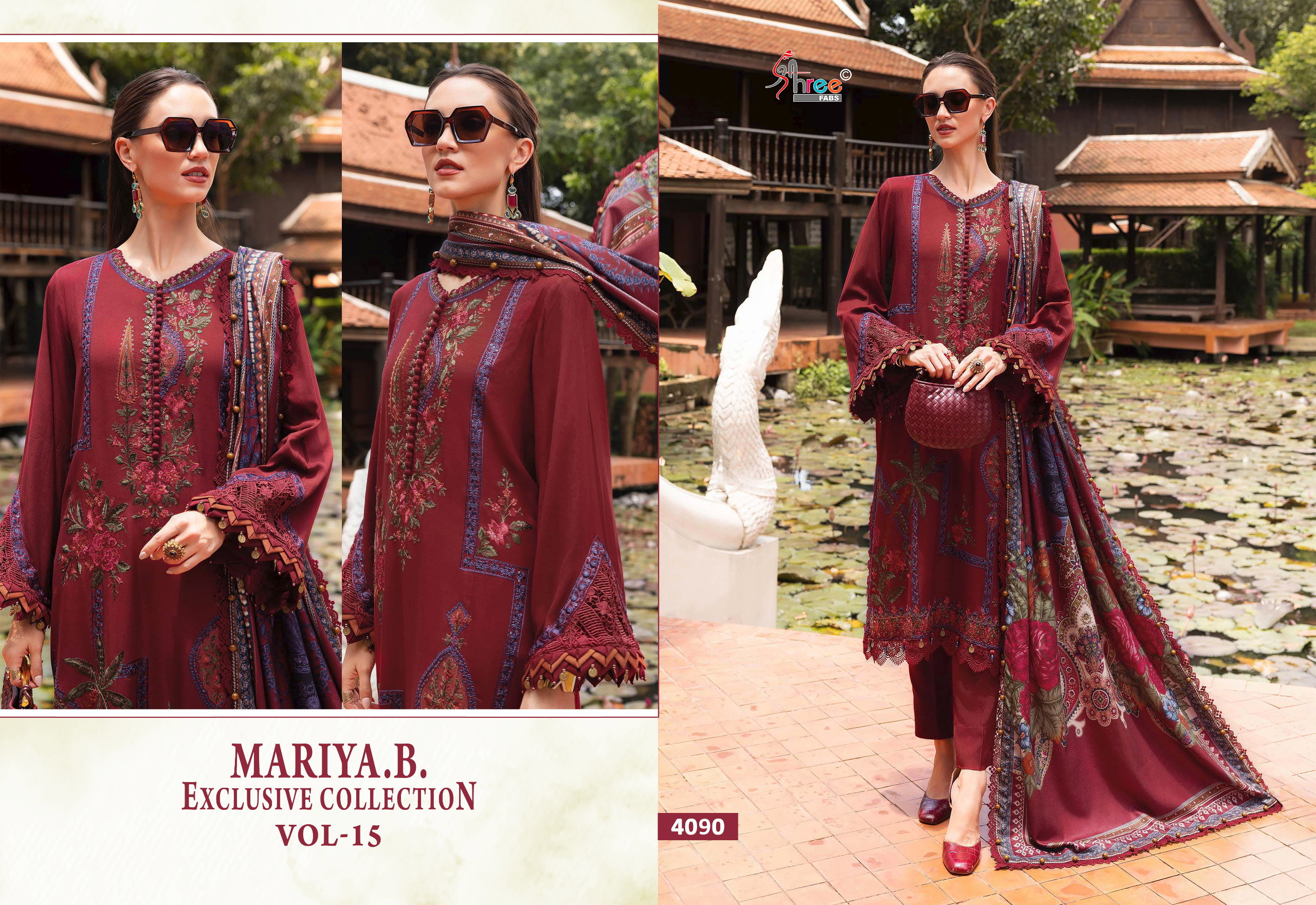 Shree Maria B Exclusive Collection Vol 15 Cotton Dupatta Pakistani Salwar Kameez