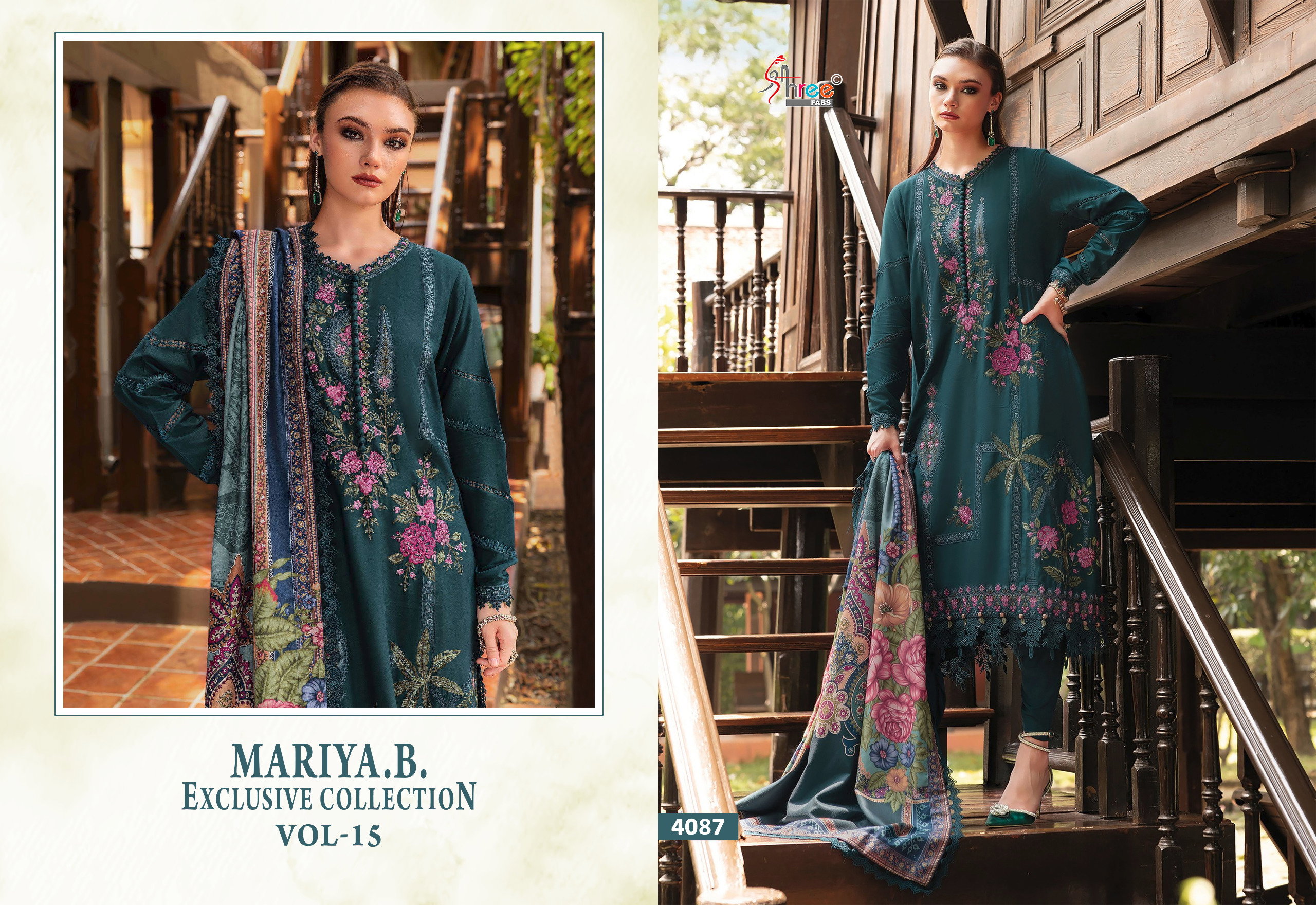 Shree Maria B Exclusive Collection Vol 15 Cotton Dupatta Pakistani Salwar Kameez