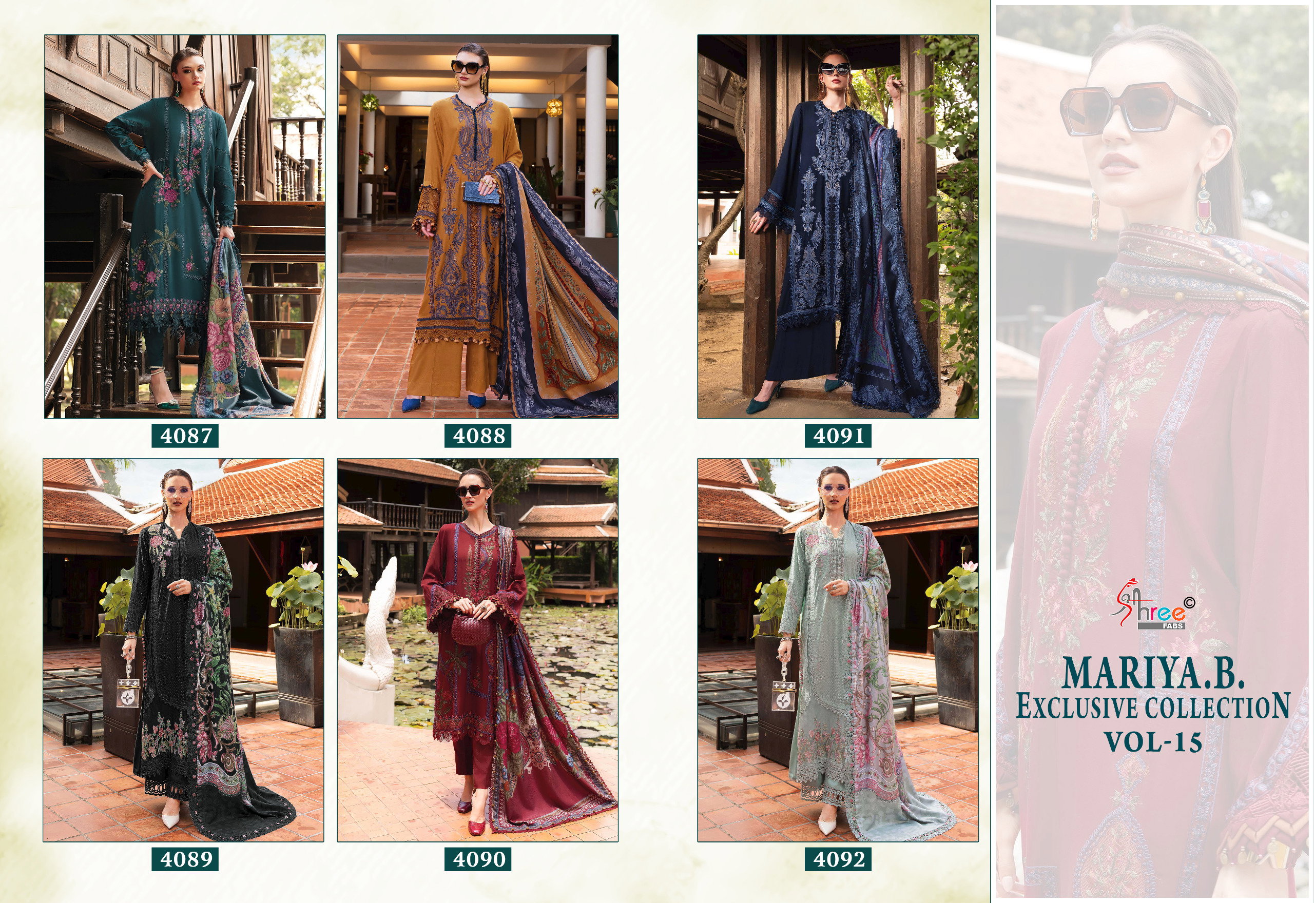 Shree Maria B Exclusive Collection Vol 15 Cotton Dupatta Pakistani Salwar Kameez