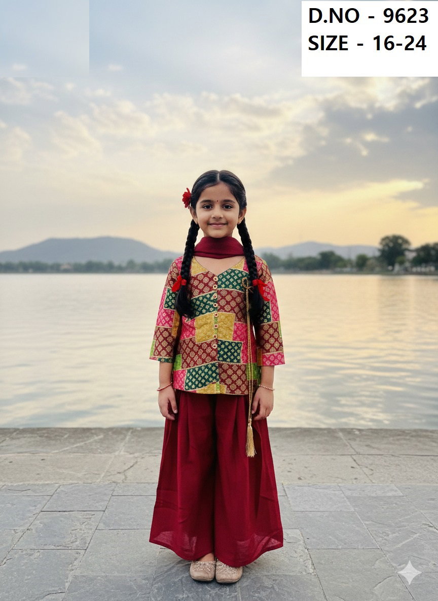 Aryaa Vol 2 Plazo Set Georgette Kids Wear Top Bottom And Dupatta Collection