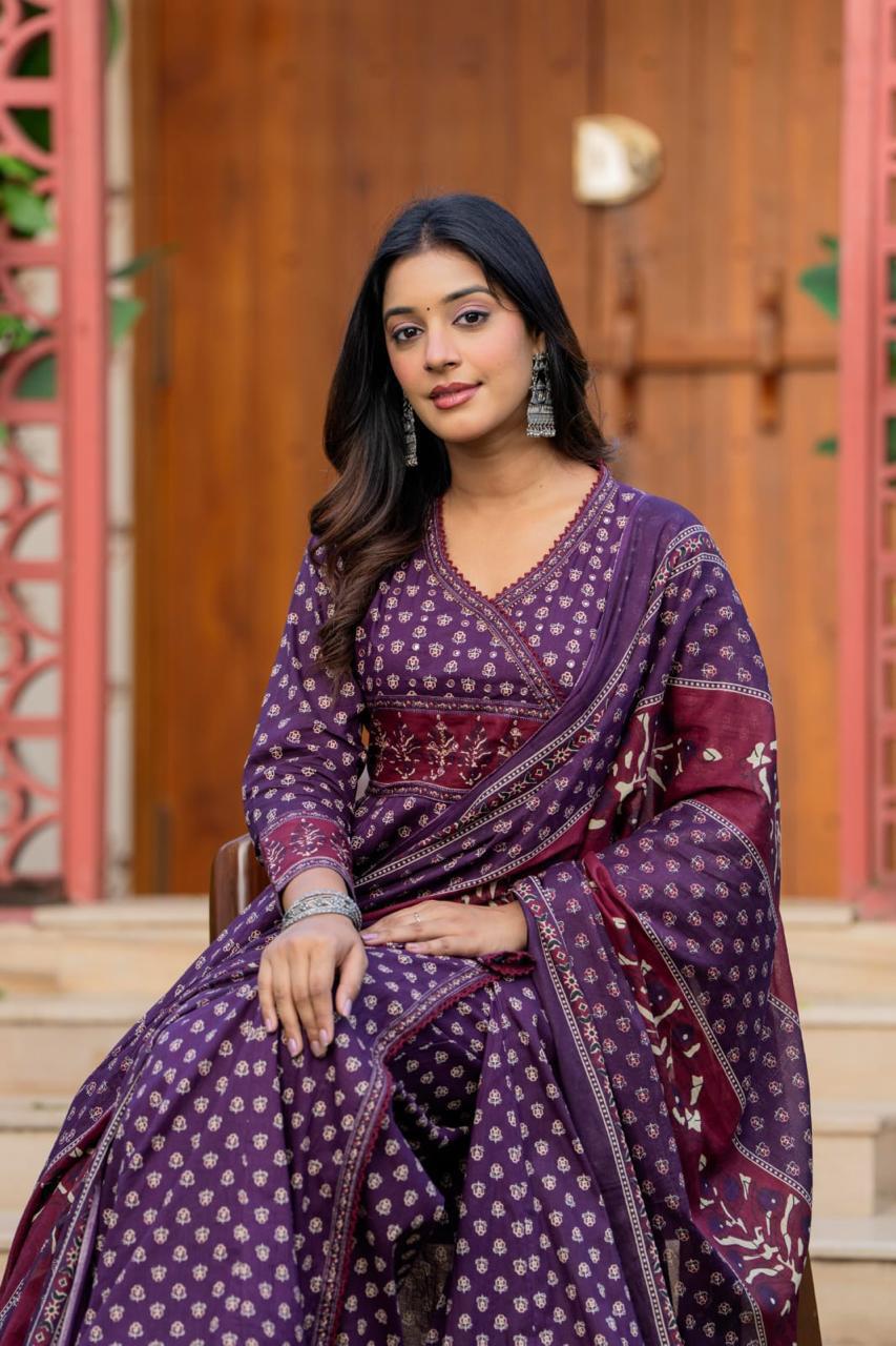 Naisha K 520 Cotton Designer Anarkali Top Bottom And Dupatta Collection