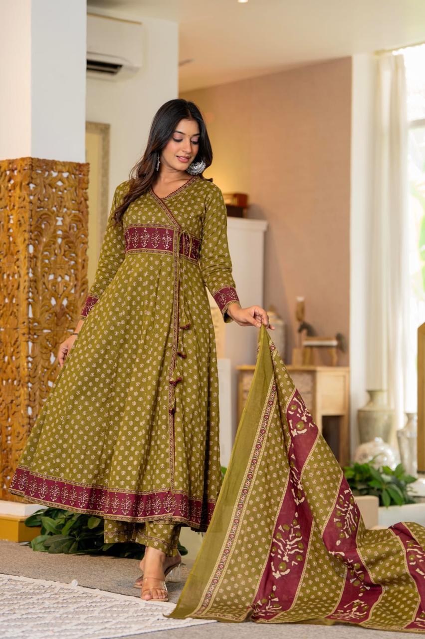 Naisha K 520 Cotton Designer Anarkali Top Bottom And Dupatta Collection