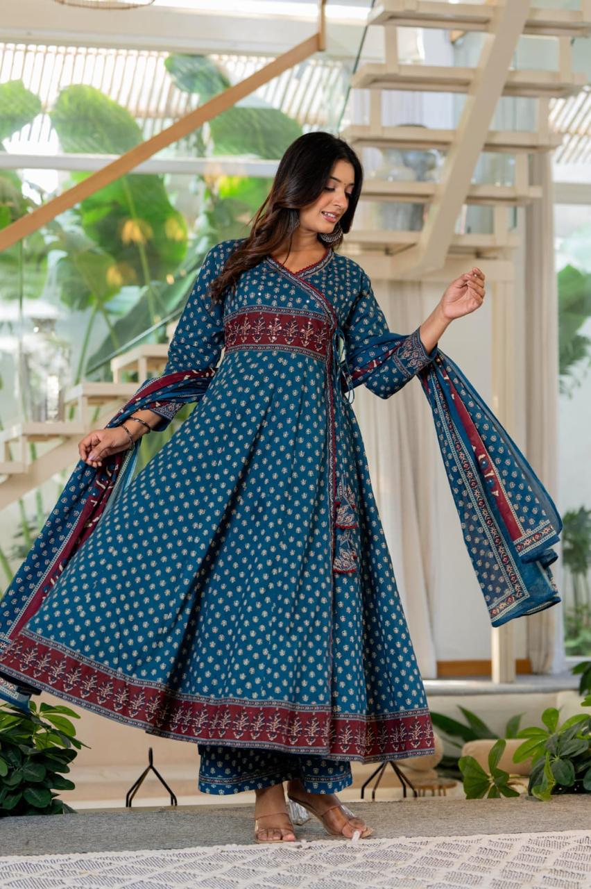 Naisha K 520 Cotton Designer Anarkali Top Bottom And Dupatta Collection