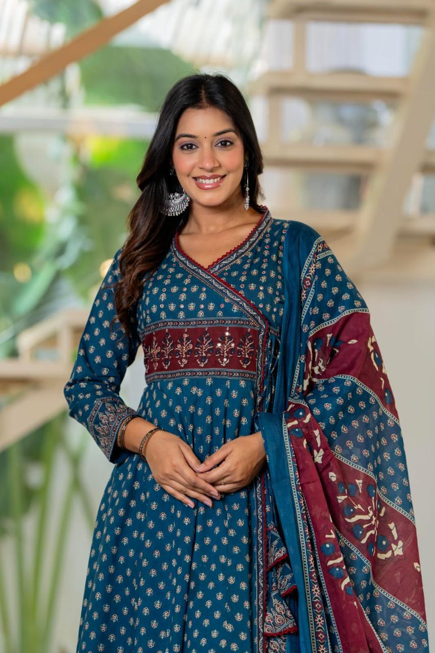 Naisha K 520 Cotton Designer Anarkali Top Bottom And Dupatta Collection