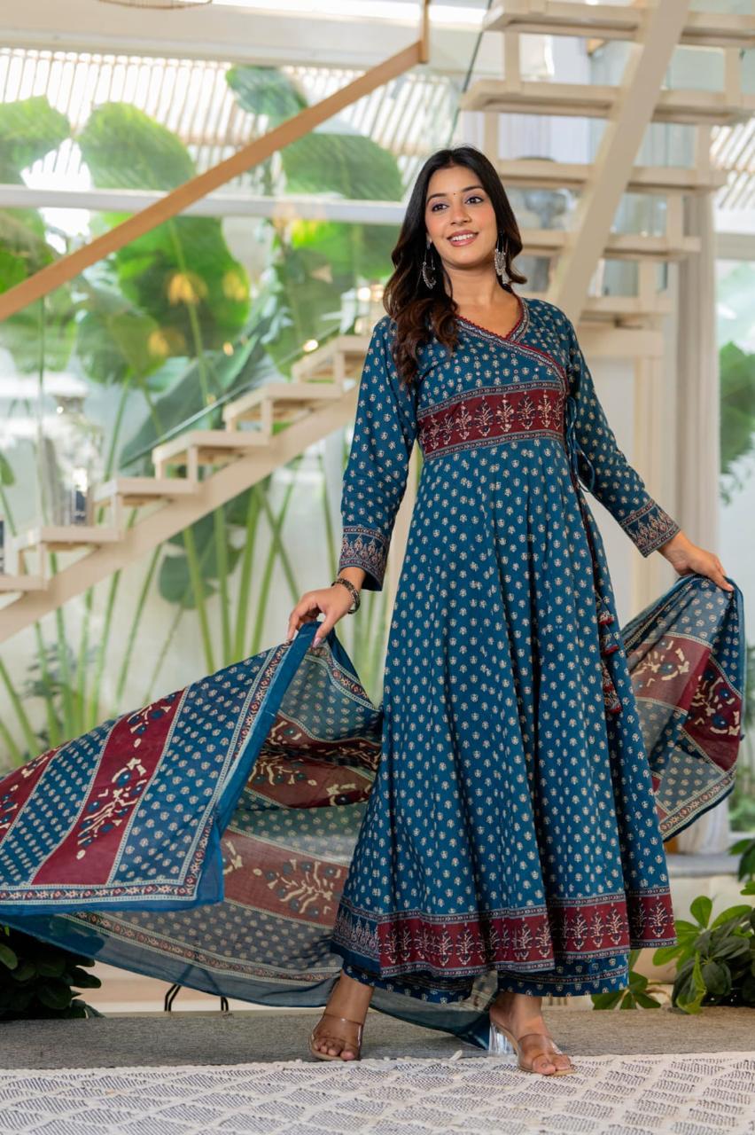 Naisha K 520 Cotton Designer Anarkali Top Bottom And Dupatta Collection