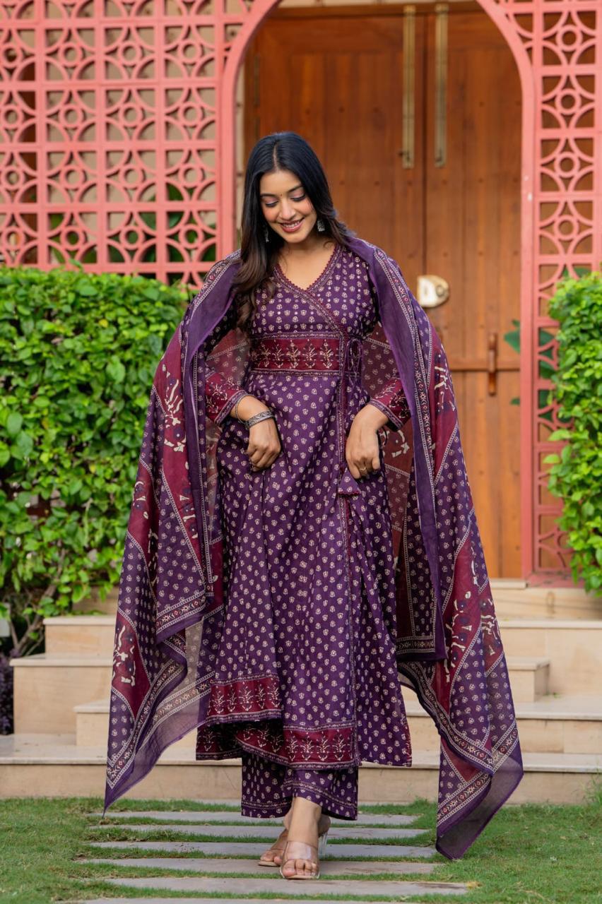 Naisha K 520 Cotton Designer Anarkali Top Bottom And Dupatta Collection