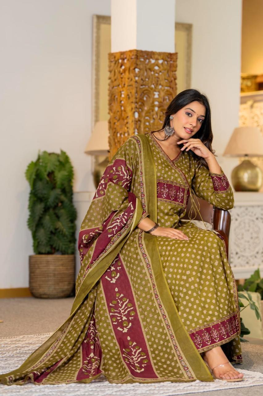 Naisha K 520 Cotton Designer Anarkali Top Bottom And Dupatta Collection