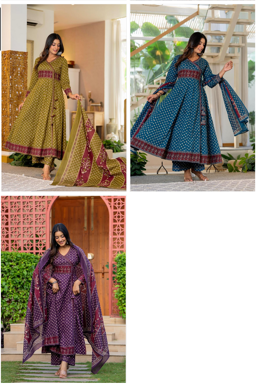 Naisha K 520 Cotton Designer Anarkali Top Bottom And Dupatta Collection