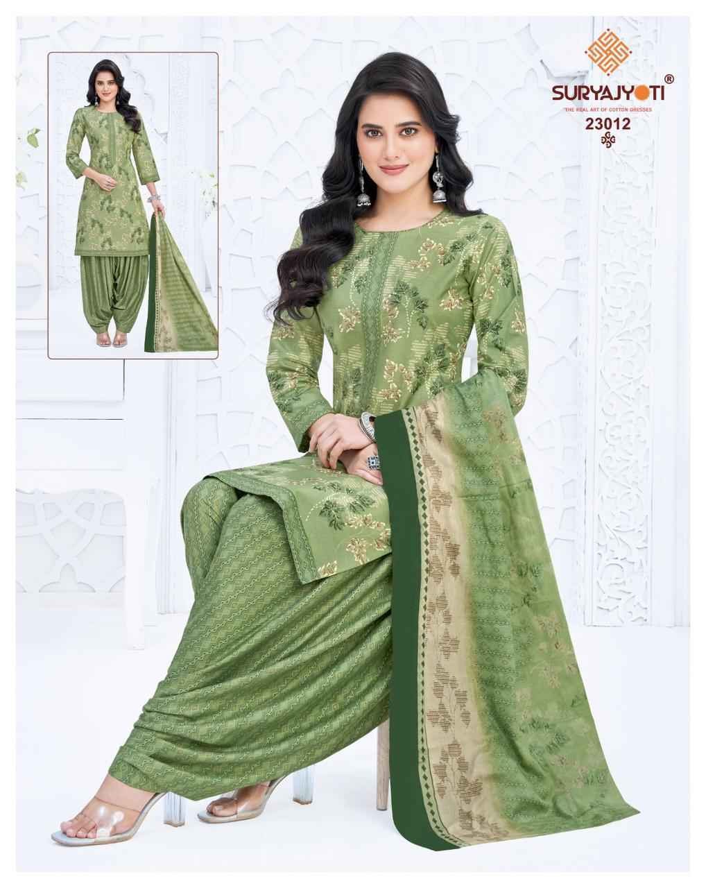 Suryajyoti Sui Dhaga Vol 23 Readymade Cotton Printed Punjabi Dress