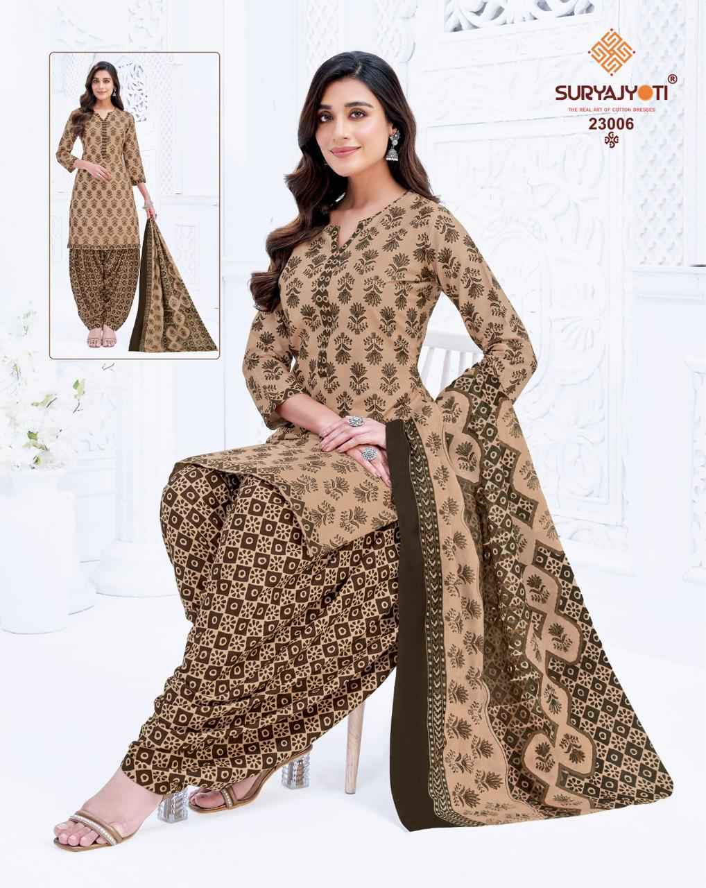 Suryajyoti Sui Dhaga Vol 23 Readymade Cotton Printed Punjabi Dress
