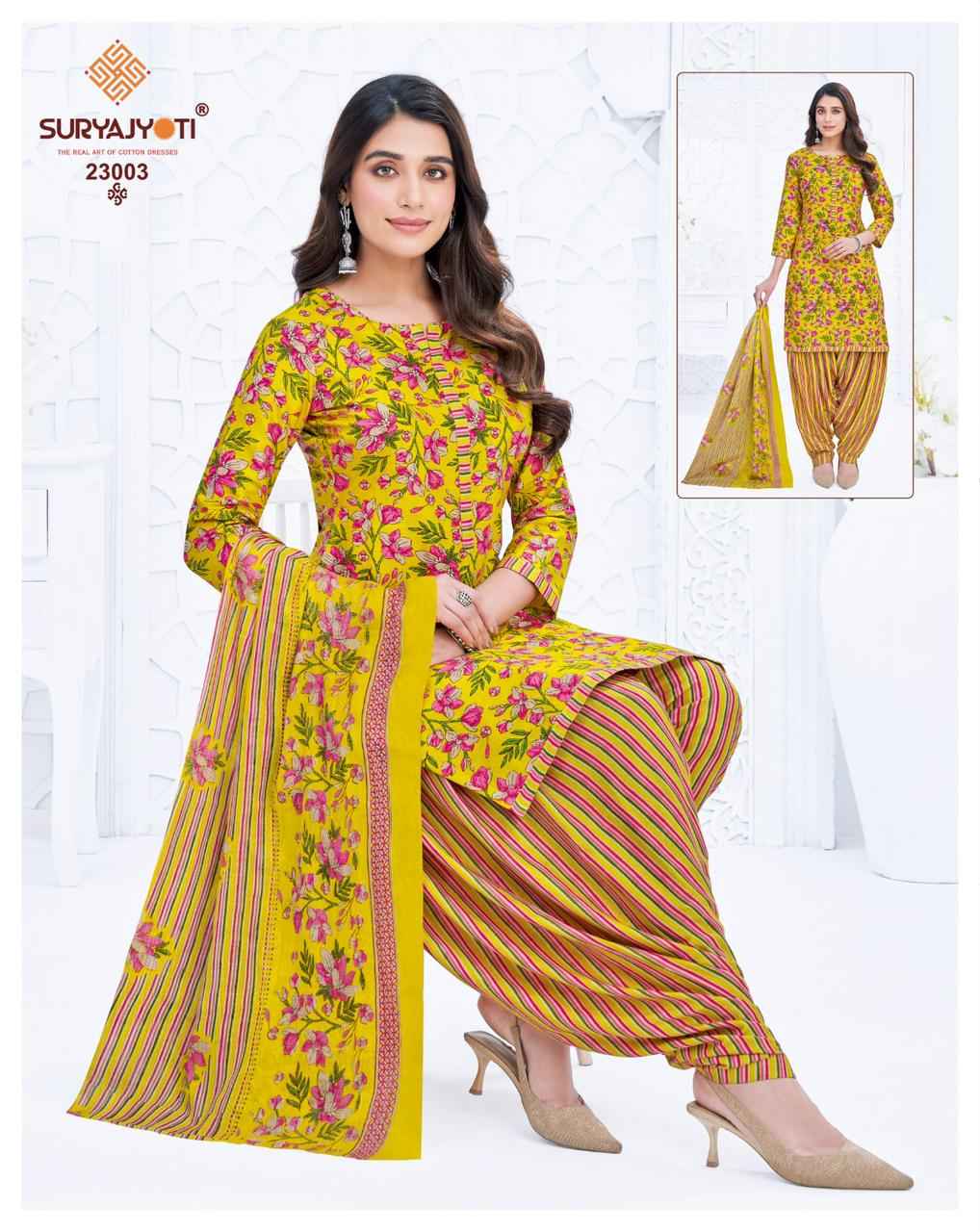 Suryajyoti Sui Dhaga Vol 23 Readymade Cotton Printed Punjabi Dress