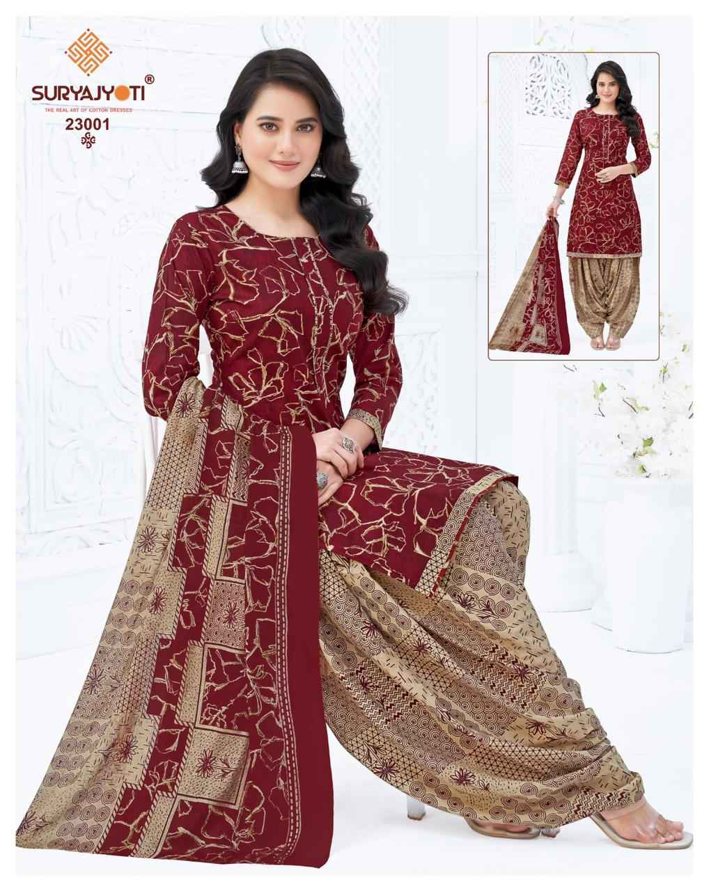 Suryajyoti Sui Dhaga Vol 23 Readymade Cotton Printed Punjabi Dress