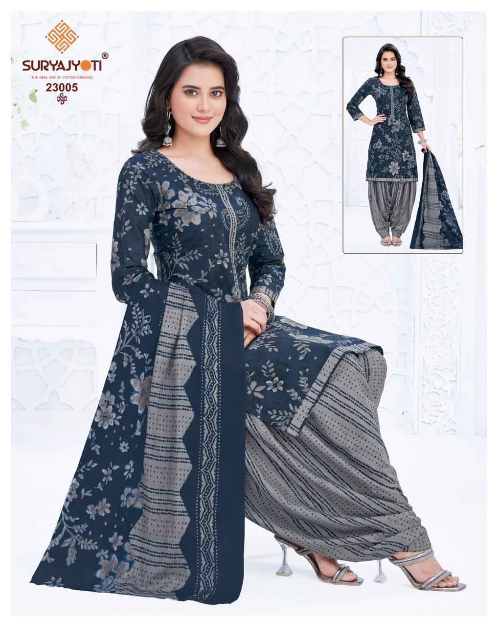 Suryajyoti Sui Dhaga Vol 23 Readymade Cotton Printed Punjabi Dress