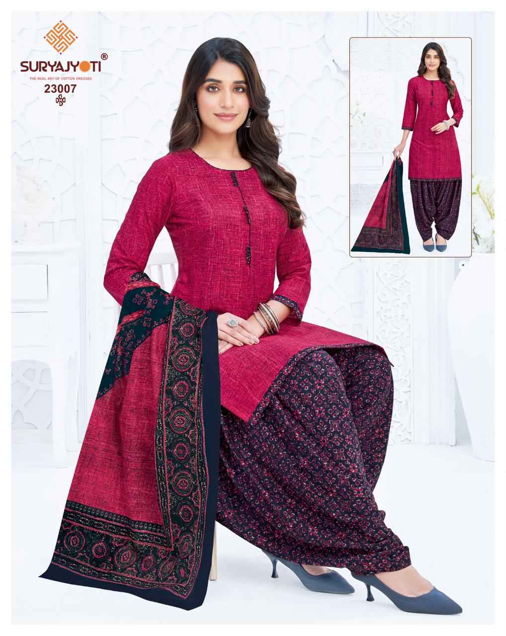 Suryajyoti Sui Dhaga Vol 23 Readymade Cotton Printed Punjabi Dress