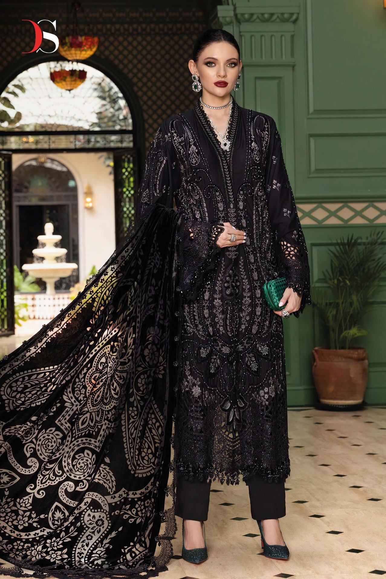 Deepsy Maria B Luxe 1521 To 1525 Chiffon Dupatta Viscose Pakistani Salwar Kameez