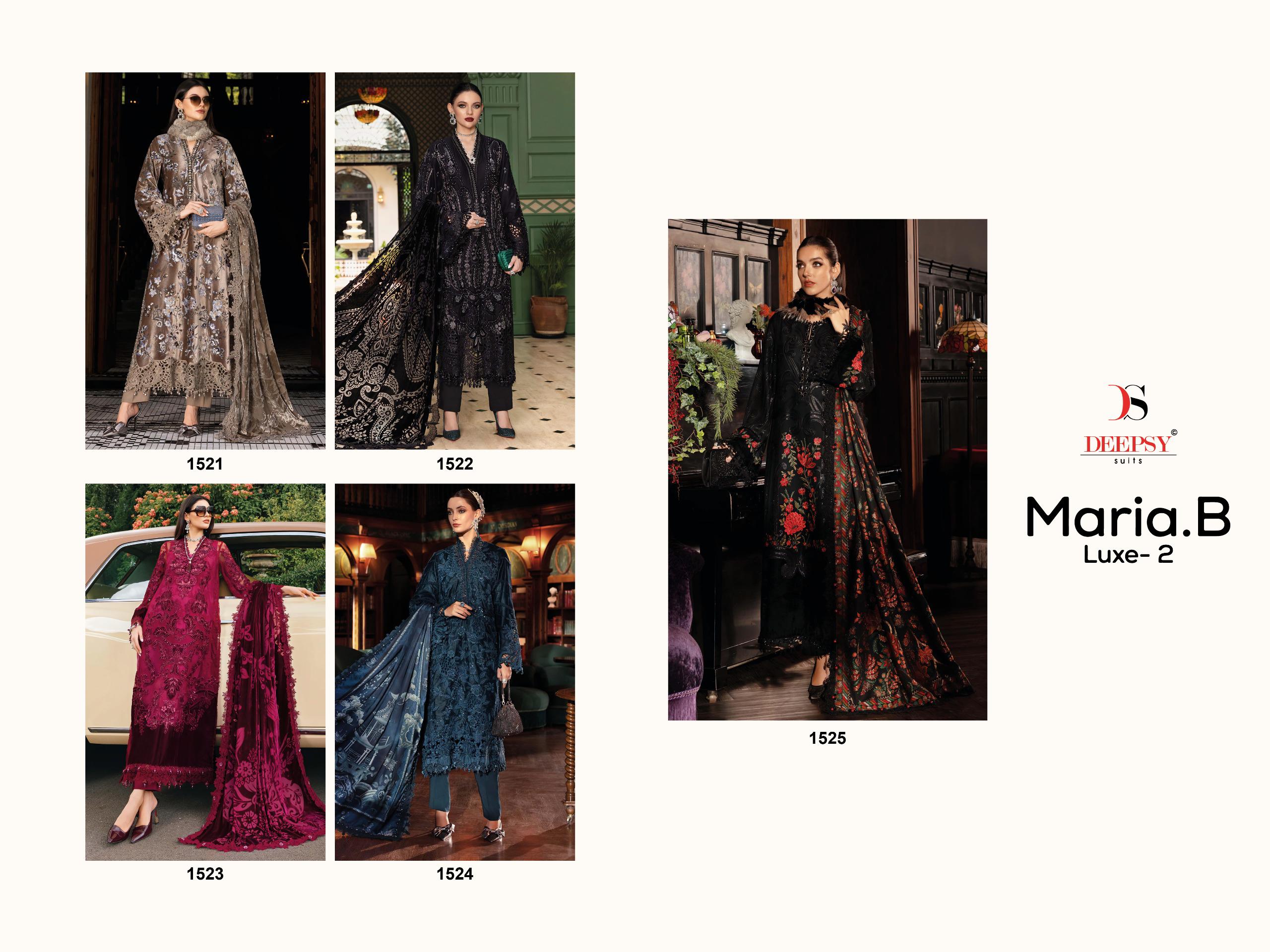Deepsy Maria B Luxe 1521 To 1525 Chiffon Dupatta Viscose Pakistani Salwar Kameez