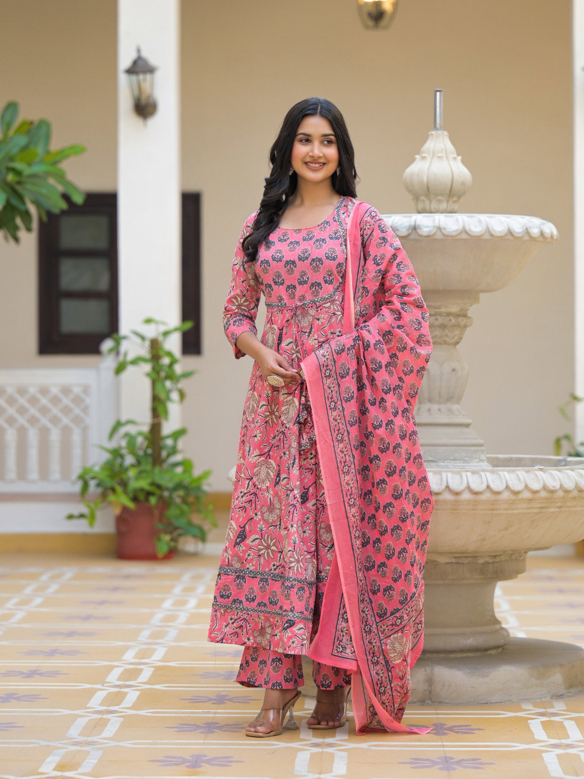 Naisha K 522 Cotton Printed Beautiful Kurti Pant And Dupatta Collection