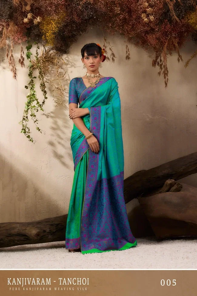 Rajtex Kanjivaram Tanchoi Pure Kanjivaram Silk Saree