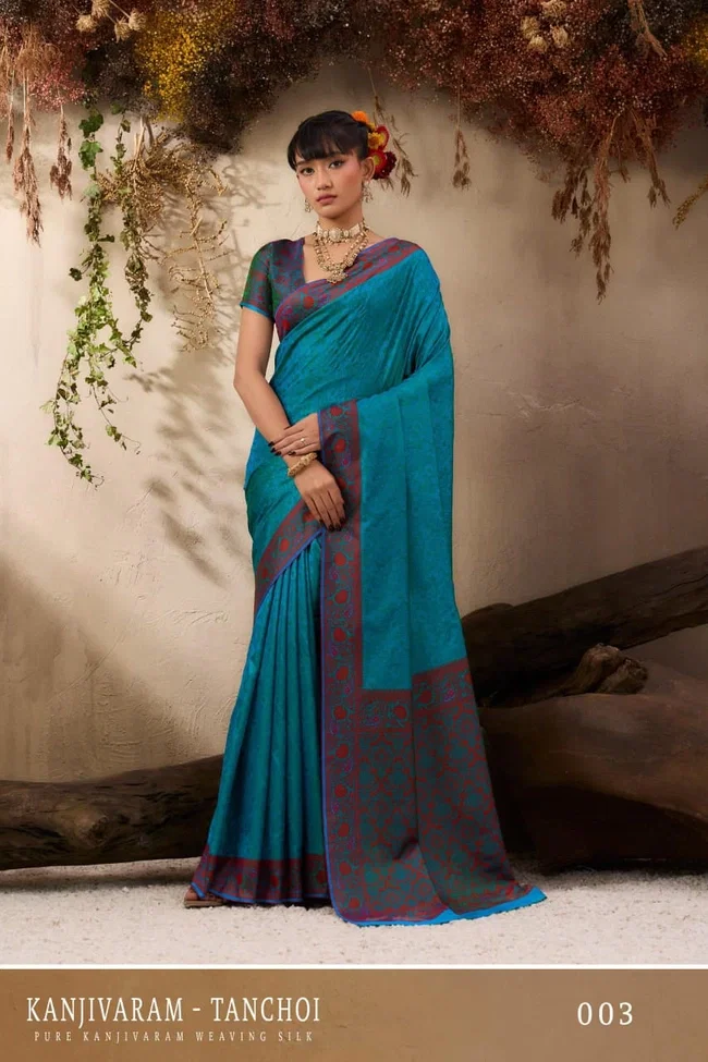 Rajtex Kanjivaram Tanchoi Pure Kanjivaram Silk Saree
