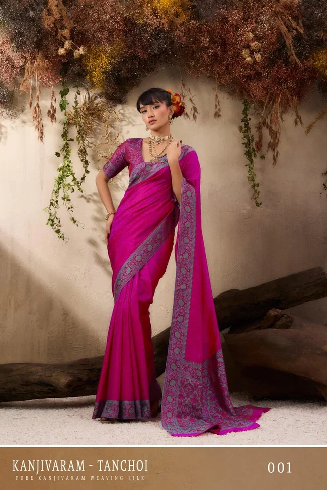 Rajtex Kanjivaram Tanchoi Pure Kanjivaram Silk Saree