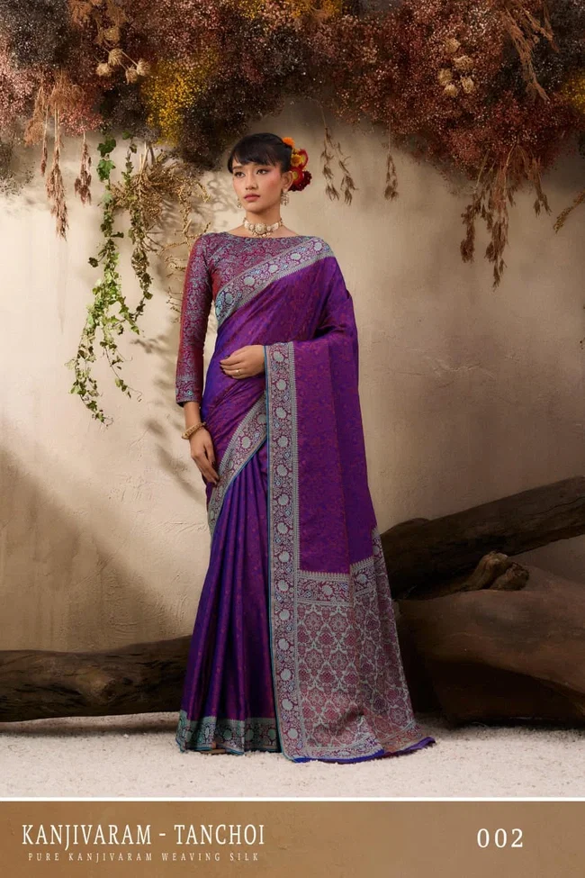 Rajtex Kanjivaram Tanchoi Pure Kanjivaram Silk Saree