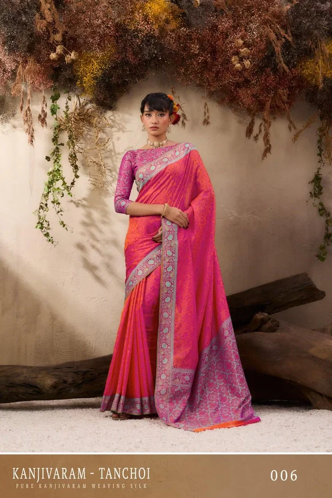 Rajtex Kanjivaram Tanchoi Pure Kanjivaram Silk Saree