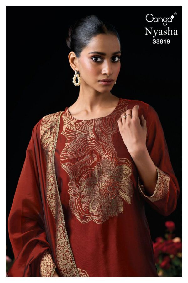 Ganga Nyasha 3819 Viscose Silk Embroidery Work Salwar Kameez