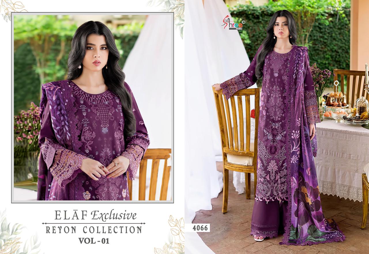 Shree Elaf Exclusive Vol 1 Cotton Dupatta Rayon Pakistani Salwar Kameez