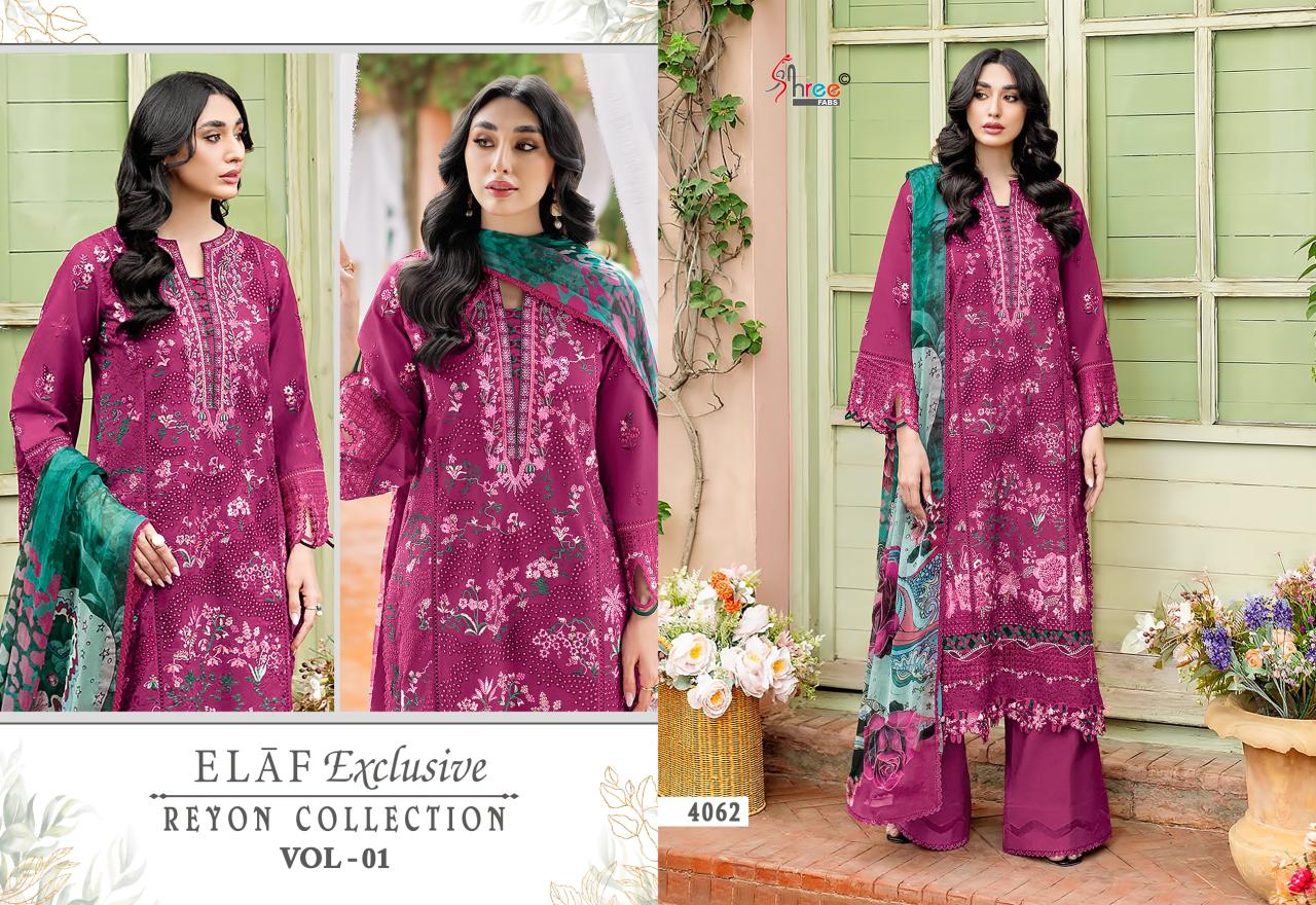 Shree Elaf Exclusive Vol 1 Cotton Dupatta Rayon Pakistani Salwar Kameez